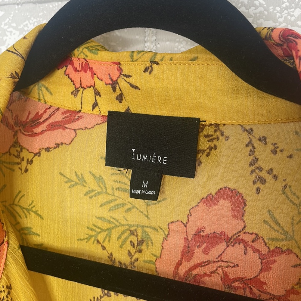 Lumiere Floral Button Up Mustard Shirt - Picture 5 of 13